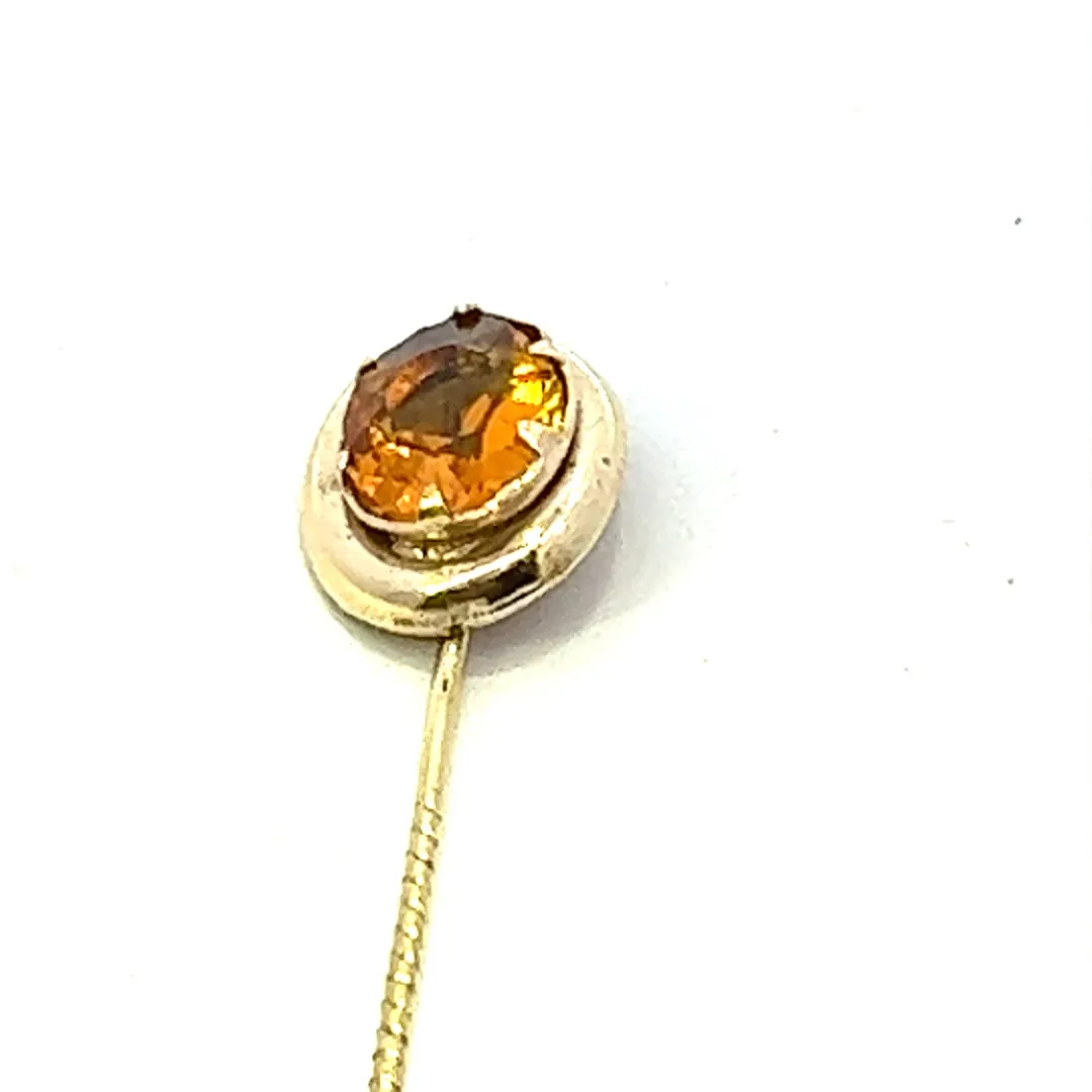 Vintage 9ct Yellow Gold Citrine Pin – A Nostalgic Treasure