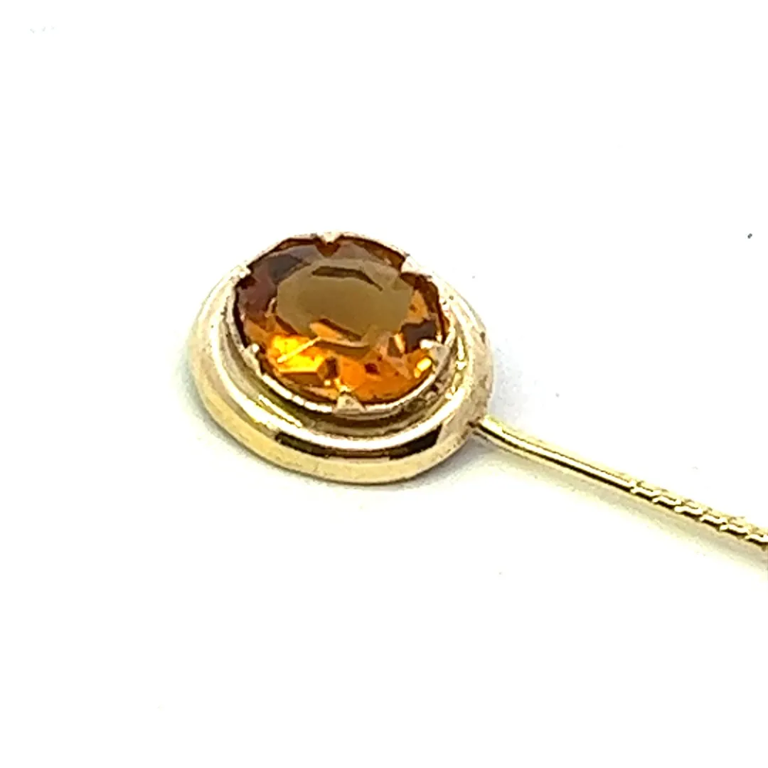 Vintage 9ct Yellow Gold Citrine Pin – A Nostalgic Treasure