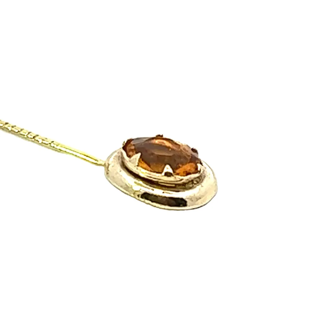 Vintage 9ct Yellow Gold Citrine Pin – A Nostalgic Treasure