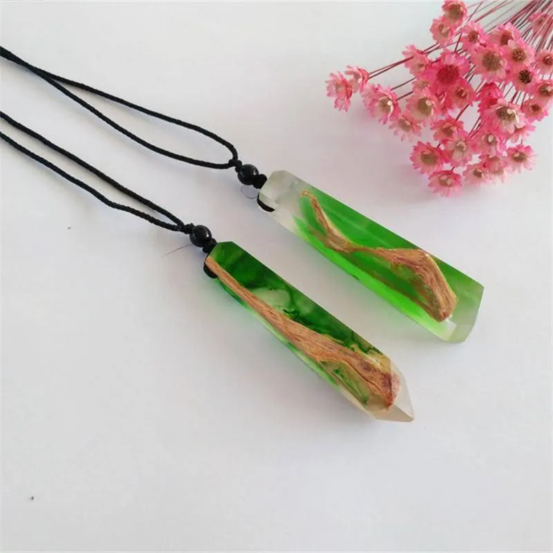 Vintage Handmade Ocean Resin Wooden Pendant Necklace