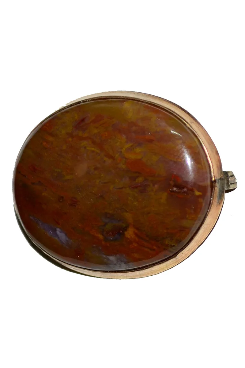 Vintage Victorian 10k Gold Agate Bezel Brooch