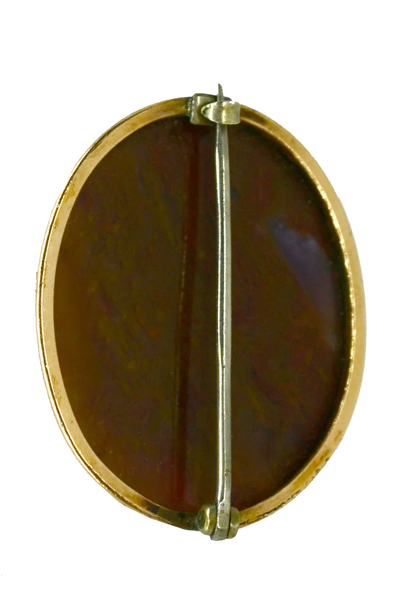 Vintage Victorian 10k Gold Agate Bezel Brooch