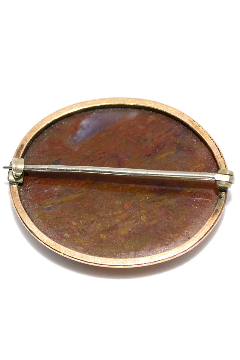 Vintage Victorian 10k Gold Agate Bezel Brooch