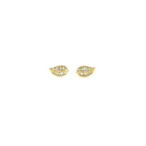 WD1085 14kt Baquette leaf shapped stud earrings