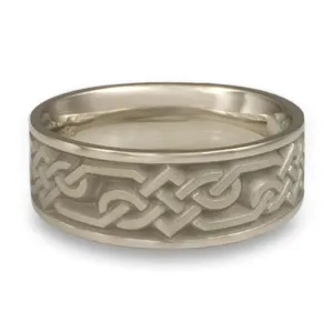 Wide Lattice Wedding Ring in 14K White Gold