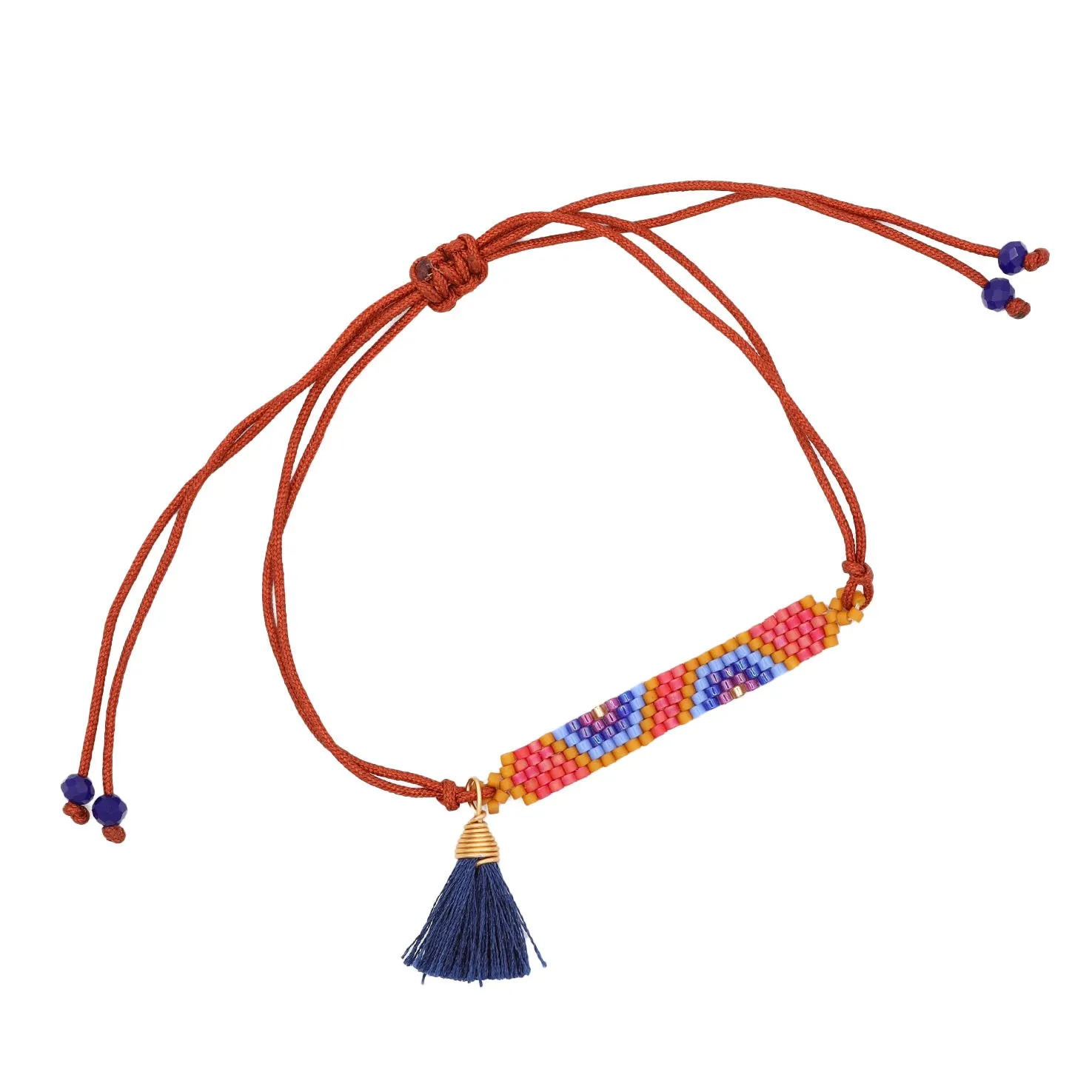 Wixárika Beaded Adjustable Bracelet with Tassel