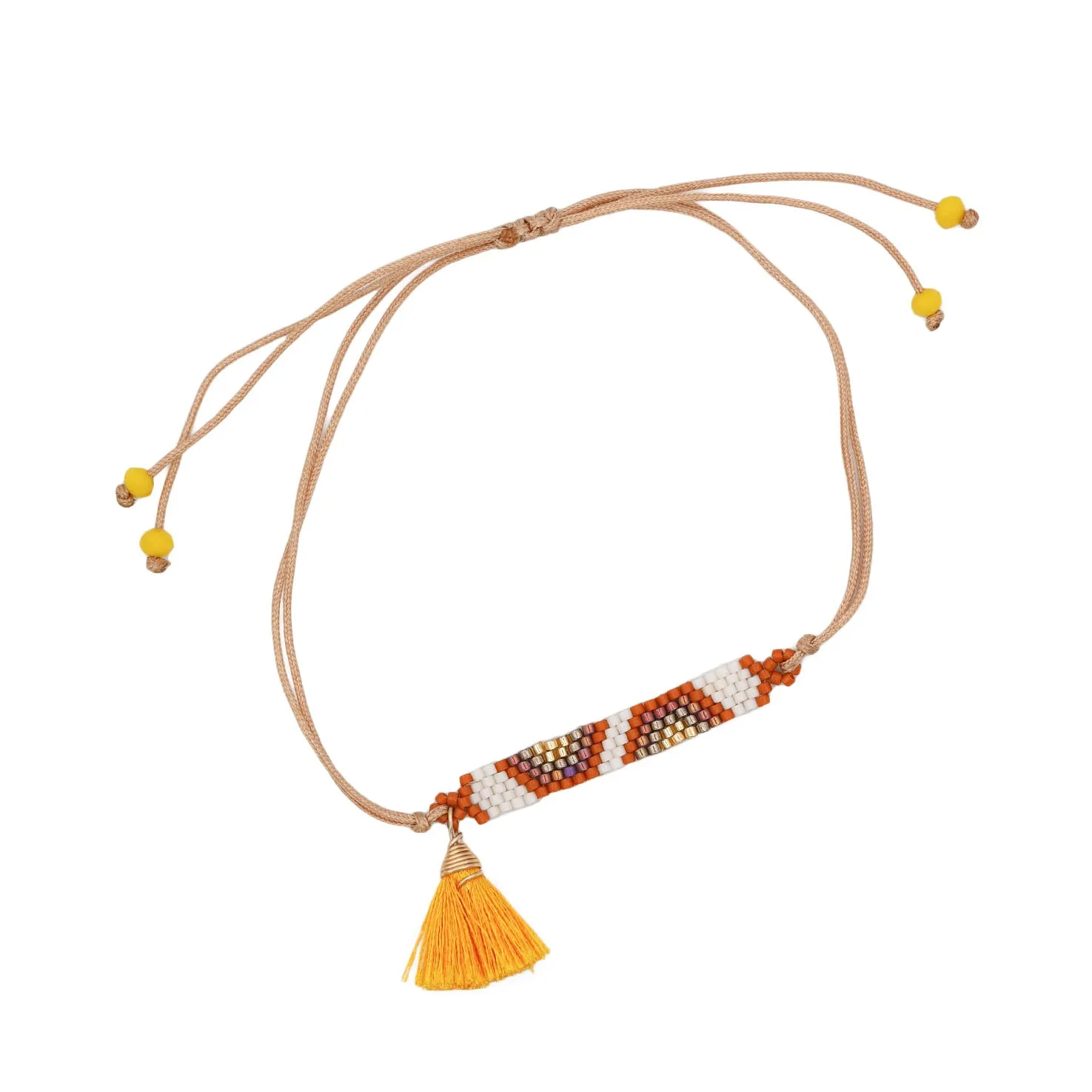 Wixárika Beaded Adjustable Bracelet with Tassel