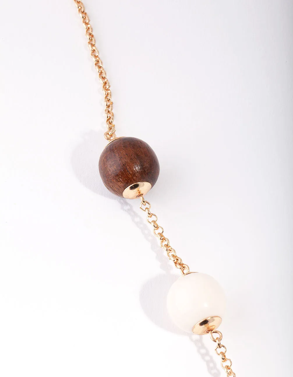 Wooden & Textured Wrap Bead Necklace