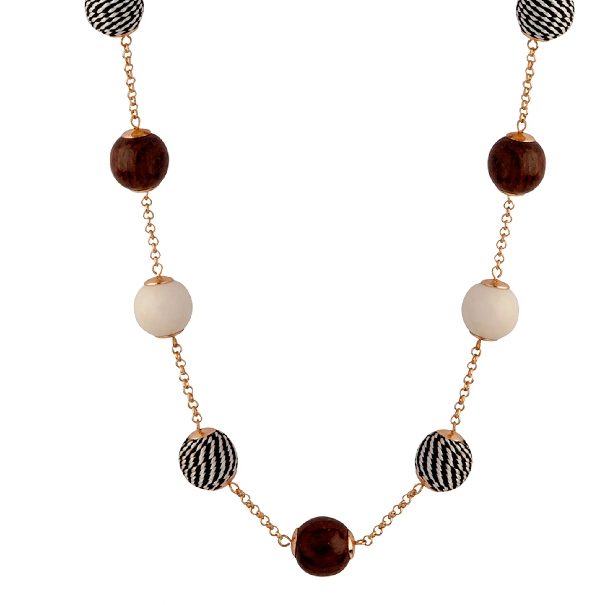 Wooden & Textured Wrap Bead Necklace